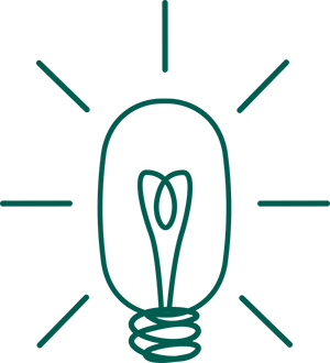 A green light bulb graphic